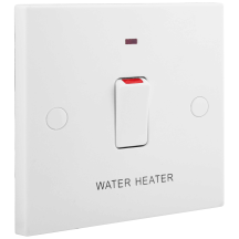 BG 900 Series 20A DP Switch with Neon and Flex Outlet marked Water Heater White