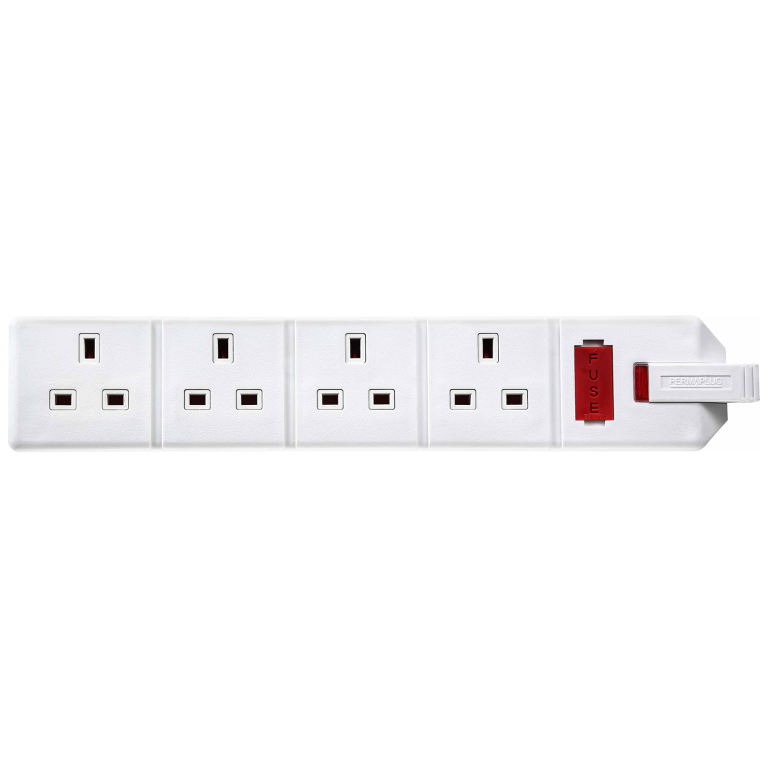 Masterplug Extension Socket 4W Fuse Neon White