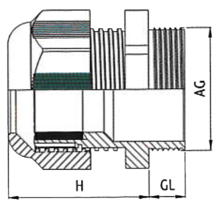 Gland Locknut M25 Black