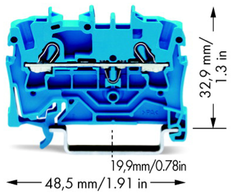 TOPJOBS 2-Conductor Blue Through Terminal Block 2.5mm