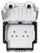 Weatherproof Socket 2 Gang 13A Unswitched IP66 White