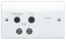 MK Logic Plus 2 Gang TV/FM/Dab/SATx2 With BT Socket