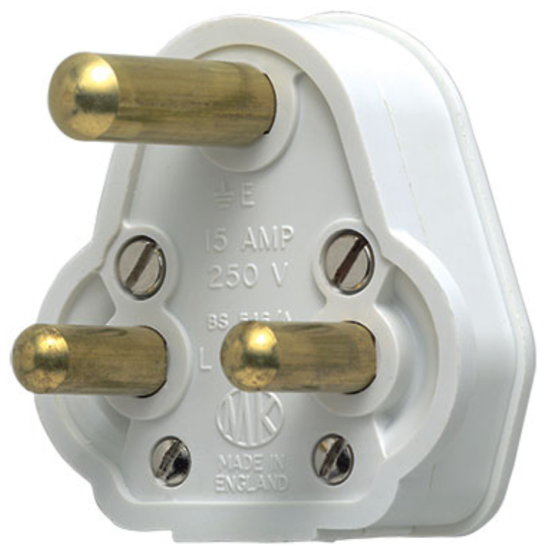 MK Plug Tops 515WHI White Round Pin Plug 15A  