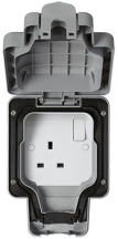 MK Masterseal Plus 13A 1 Gang Switched Socket Weatherproof IP66 Grey