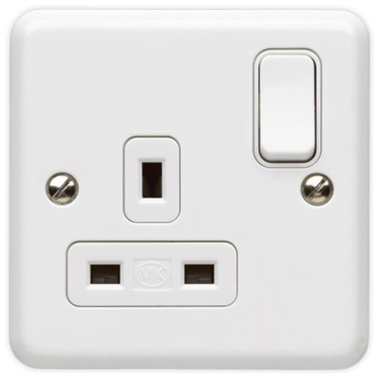 Switched Socket 13A 1 Gang Metal Clad White