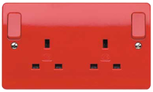 MK Logic Plus 13A 2 Gang DP Switched Socket With Out Rockers - Red