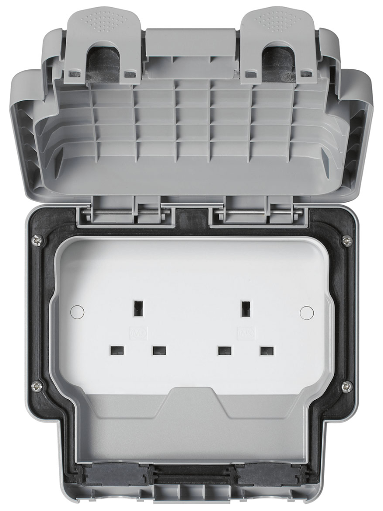 MK Masterseal K56481GRY 2 Gang Unswitched Socket IP56 13A In Grey