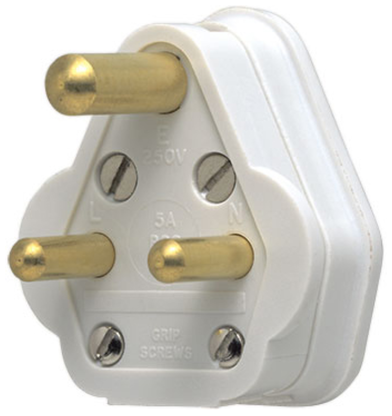 MK Plug Tops 505WHI White Round Pin Plug 5A 