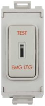 Schneider GET Ultimate 20A 2 Way Grid Key Switch marked Test Emg Ltg Painted White White Insert