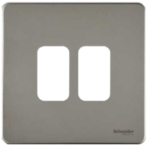 Schneider GET Ultimate 2 Gang Screwless Grid Front Plate Mirror Steel