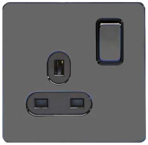 Schneider GET Ultimate 13A 1 Gang Screwless Switched Socket Black Insert Black Nickel