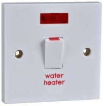 Schnider GET 1 Gang 20A DP Switch With Neon & Flex Outlet 'Water Heater'