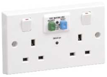 Schnider GET 2 Gang Socket with 30mA RCD Passive