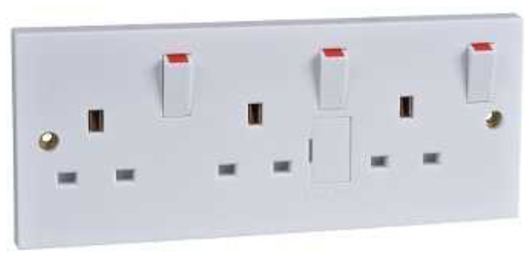 Switched Socket 13A 3 Gang White