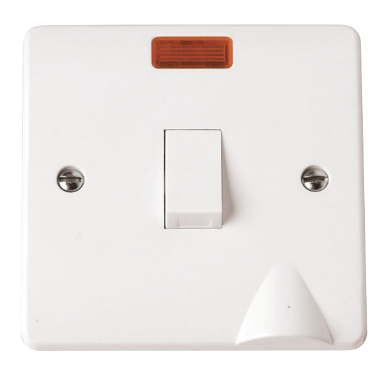 Control Switch 20A With Neon & Bottom Flex Outlet Twin Pole
