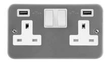 Click Metalclad 2g 13a 2x USB Switched Socket