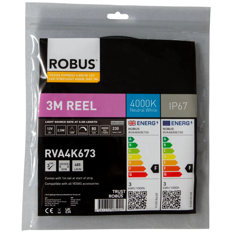 Robus 4.8W 12V STRIP CW IP67 3