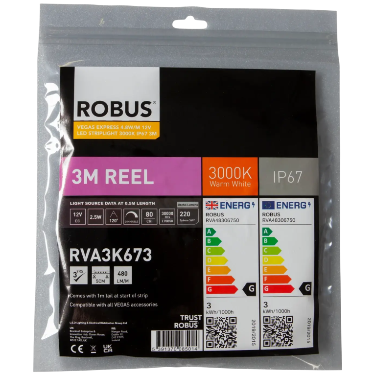 Robus 4.8W 12V STRIP WW IP67 3