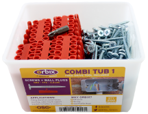 Orbix Trade Tub Red Rawl Plugs and 4.2 x 35mm Screws (Tub of 200)