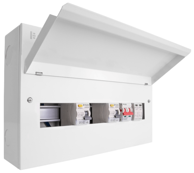 ELUCIAN CUEB18MSRCDSP10 10 USABLE WAY 80A DUAL RCD CONSUMER UNIT WITH SPD