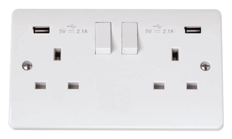 MODE 13A 2G Switched Socket With 2.1A USB Outlet