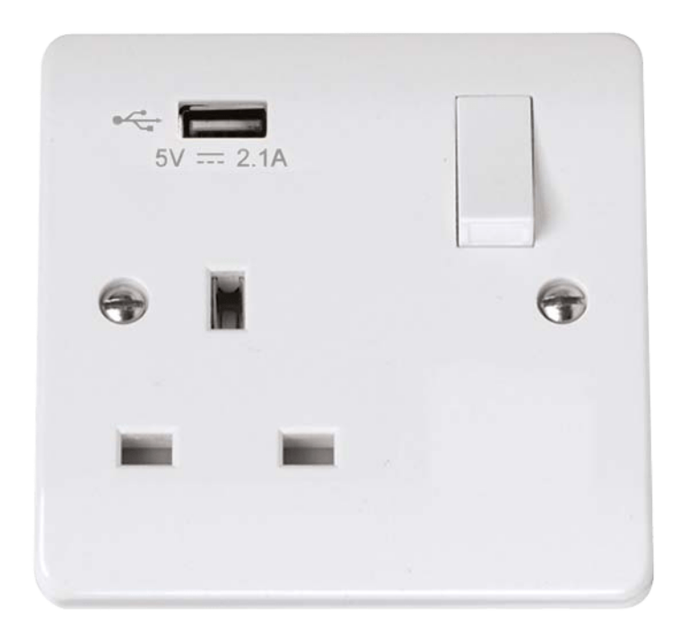 MODE 13A 1G Switched Socket With 2.1A USB Outlet