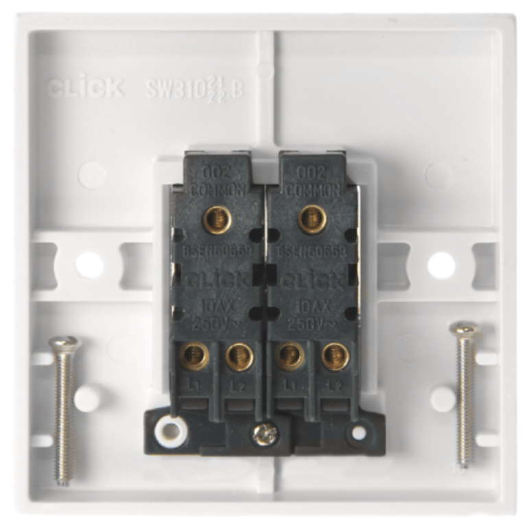 POLAR 10AX 2 Gang 2 Way Plate Switch