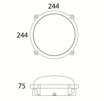 Bulkhead LED Energy Saving Round Super Slim 25W 1580Lm IP65