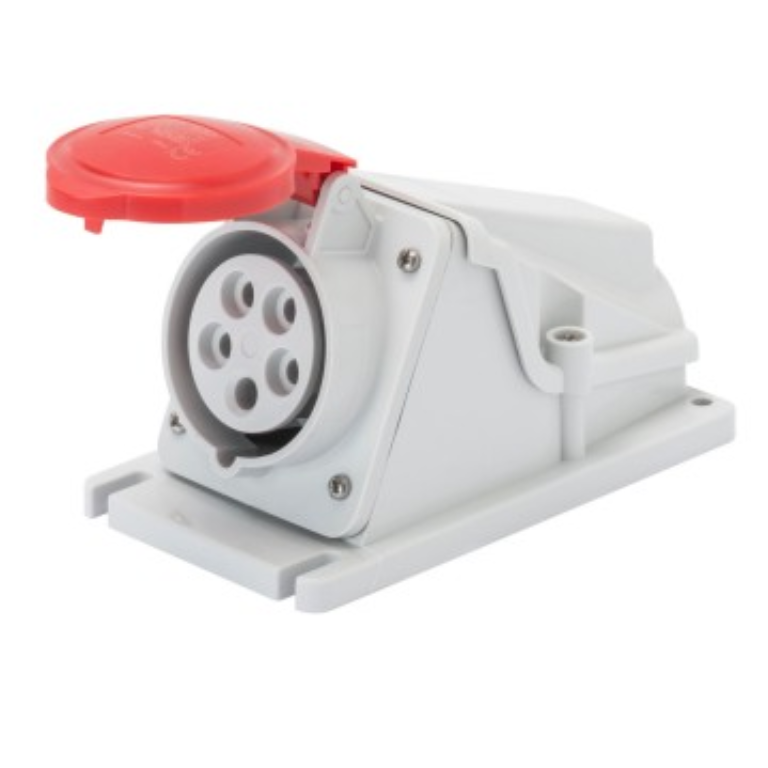 415V Angled Surface Mounting Socket Outlet 4P +E 32A Red