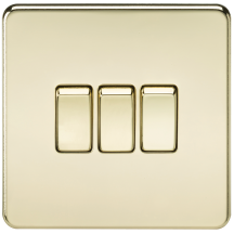 Screwless 10AX 3G 2-Way Switch - Polished Brass