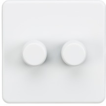 Screwless 2G 2-way 10-200W 5-150W LED trailing edge dimmer - Matt White