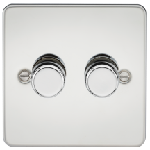 Flat Plate 2G 2 way 10-200W 5-150W LED trailing edge dimmer -Polished Chrome