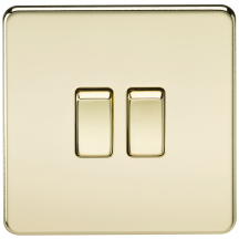 Screwless 10AX 2G 2-Way Switch - Polished Brass