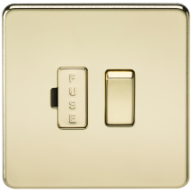 Screwless 13A Switched Fused Spur Unit - Polished Brass