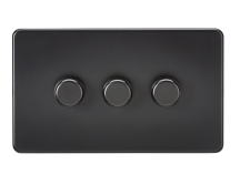 Screwless 3G 2-way 10-200W 5-150W LED trailing edge dimmer - Matt Black