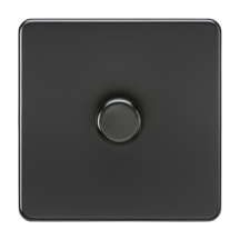 Screwless 1G 2-way 10-200W 5-150W LED trailing edge dimmer - Matt Black