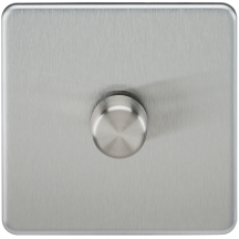 Screwless 1G 2-way 10-200W 5-150W LED trailing edge dimmer - Brushed Chrome