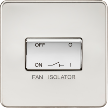 Screwless 10AX 3 Pole Fan Isolator Switch - Polished Chrome