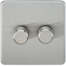 Screwless 2G 2-way 10-200W 5-150W LED trailing edge dimmer - Brushed Chrome