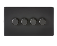 Screwless 4G 2-way 10-200W 5-150W LED trailing edge dimmer - Matt Black