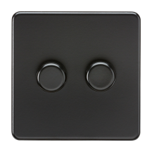 Screwless 2G 2-way 10-200W 5-150W LED trailing edge dimmer - Matt Black