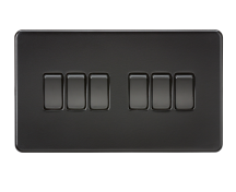 Screwless 10AX 6G 2-Way Switch - Matt Black