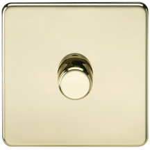 Screwless 1G 2-way 10-200W 5-150W LED trailing edge dimmer - Polished Brass