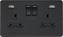 13A 2G Switched Socket with Dual USB Charger 2.4A - Matt Black