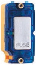 Grid-IT Satin Chrome 13A Fuse Grid Fix Module With Blue Neon