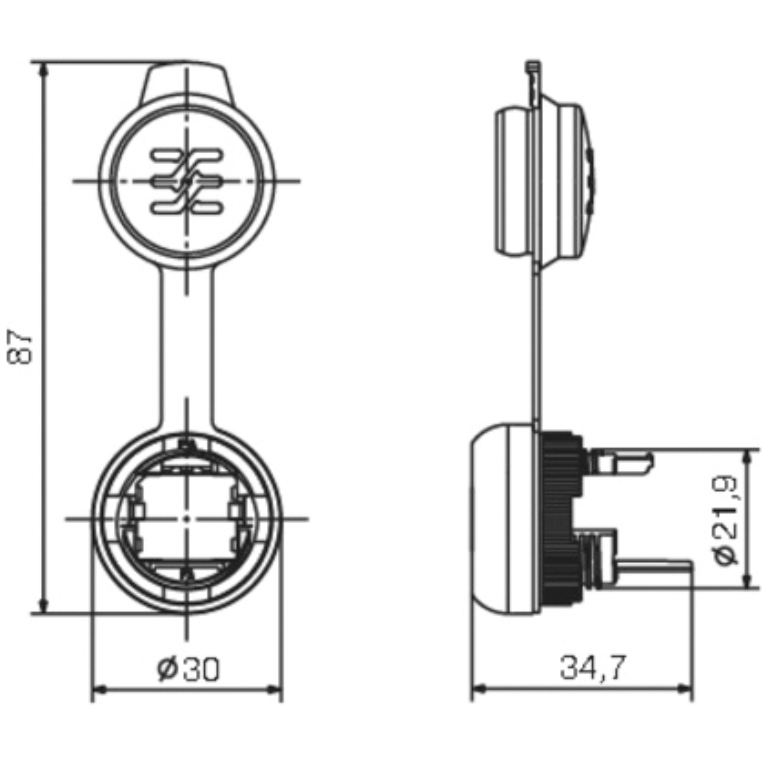 Micro RJ45 Coupling IE-FCM-RJ45-C 22.5mm Black