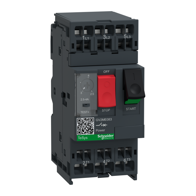 Motor Circuit Breaker 2.5 to 4A Push Button, Spring Terminals