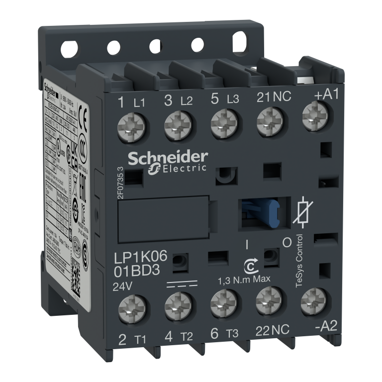 Contactor 3P 6A 24V DC 1NC With Suppressor