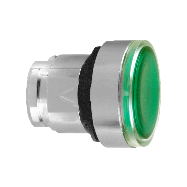 Pushbutton Head Latching Green Illuminated