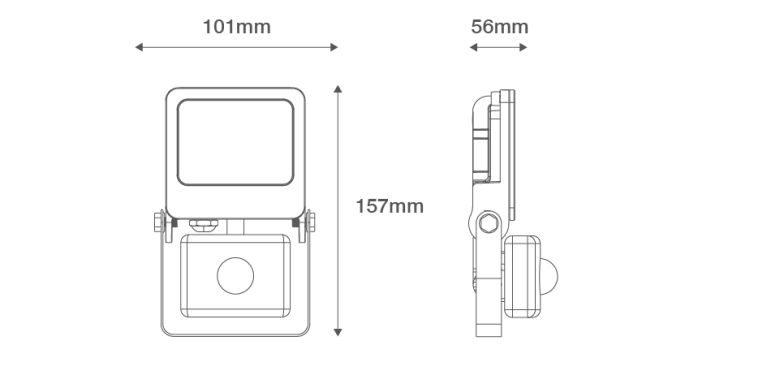 10W LED PIR FLOODLIGHT IP44 4000K BLACK